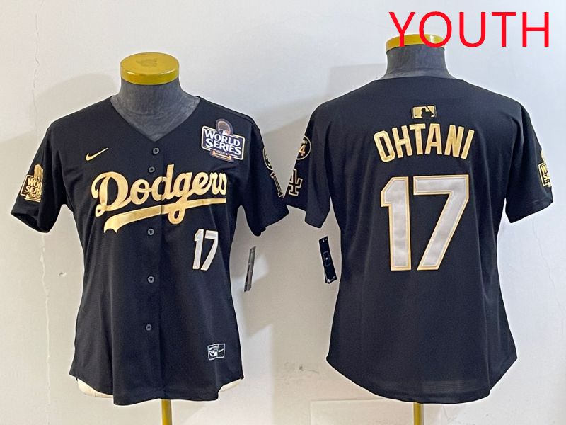Youth Los Angeles Dodgers #17 Ohtani Black Gold Game 2025 Nike MLB Jersey style 3->youth mlb jersey->Youth Jersey